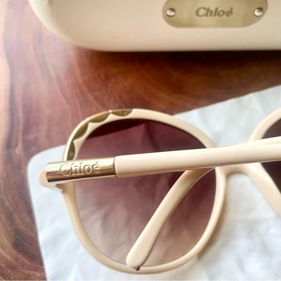 Chloe Cream Scallop Accent Vintage Sunglasses - Picture 7 of 12